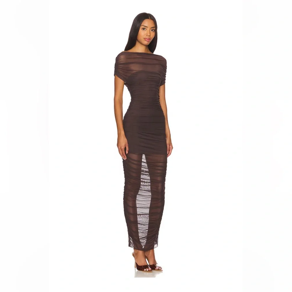 SER.O.YA Noel Brown Mesh Dress - Picture 2 of 5
